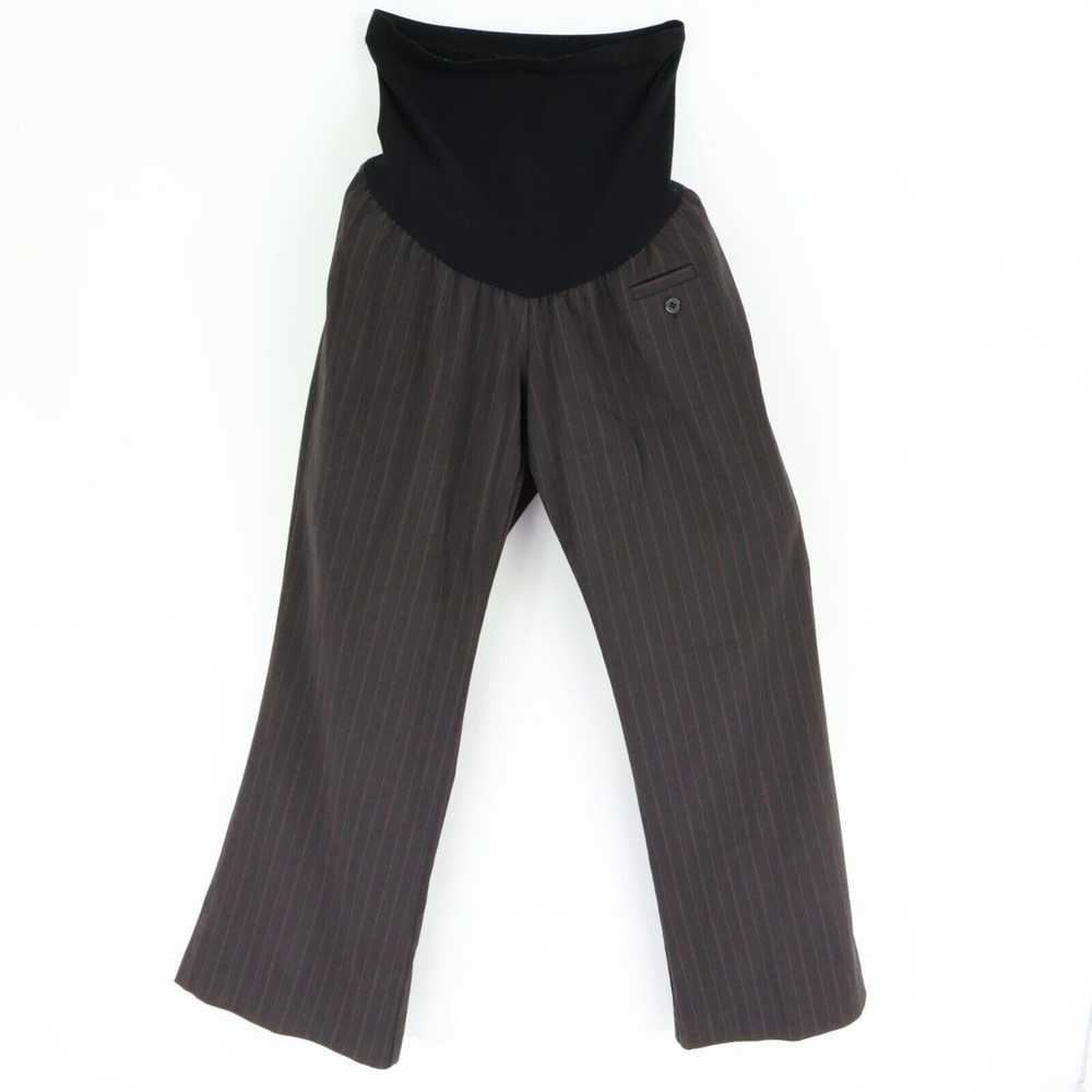 Motherhood Maternity Dress Pants Womens Size PM Black Striped Stretch Pull On
